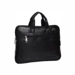 Black Customized Faux Leather Travel Laptop Bag - Image 3