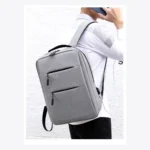 Custom Grey Canvas Computer Backpack - Image 4