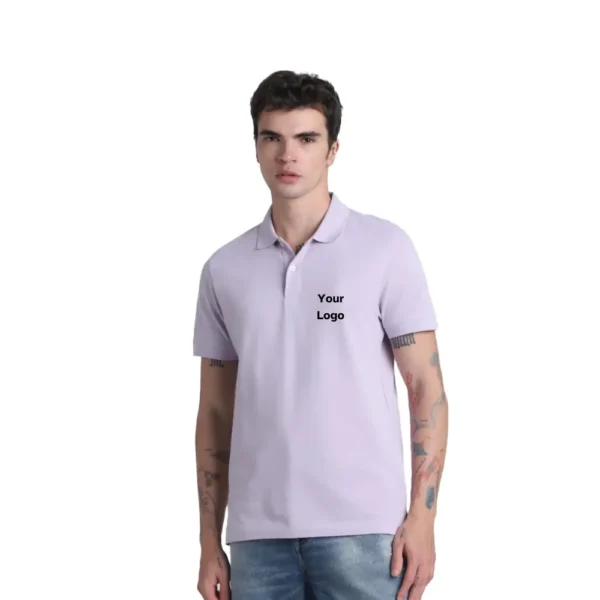 Custom Jack & Jones Polo T-Shirt in Lavender