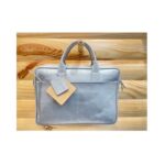 Customizable Grey Leather Laptop Bag - Image 2