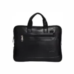 Black Customized Faux Leather Travel Laptop Bag