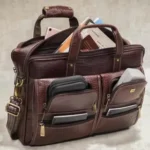 Dark Maroon Genuine Leather Laptop Bag - Image 2