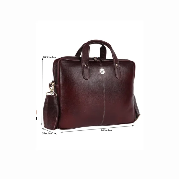 Custom Leather Laptop Bag with Bag Tag in Tan Color