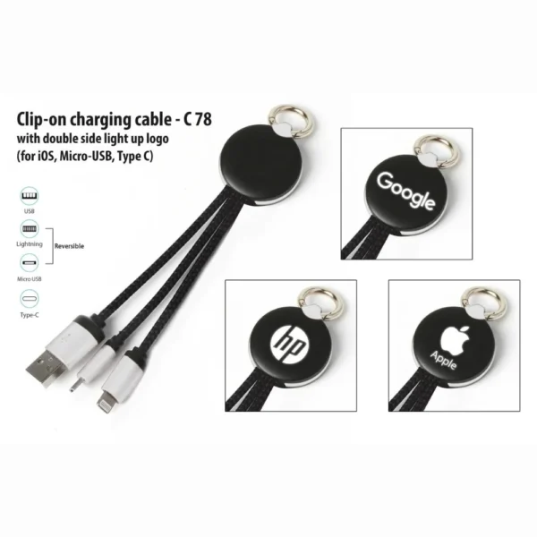 Charging Cable With Double Side Light Up Logo