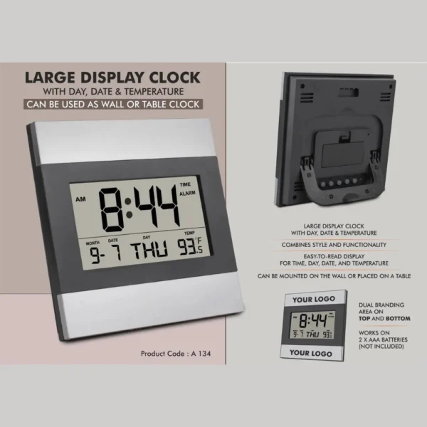 Custom Display Clock With Day, Date & Temperature
