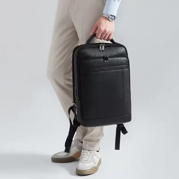 Custom Men’s Genuine Leather Waterproof Travel Backpack