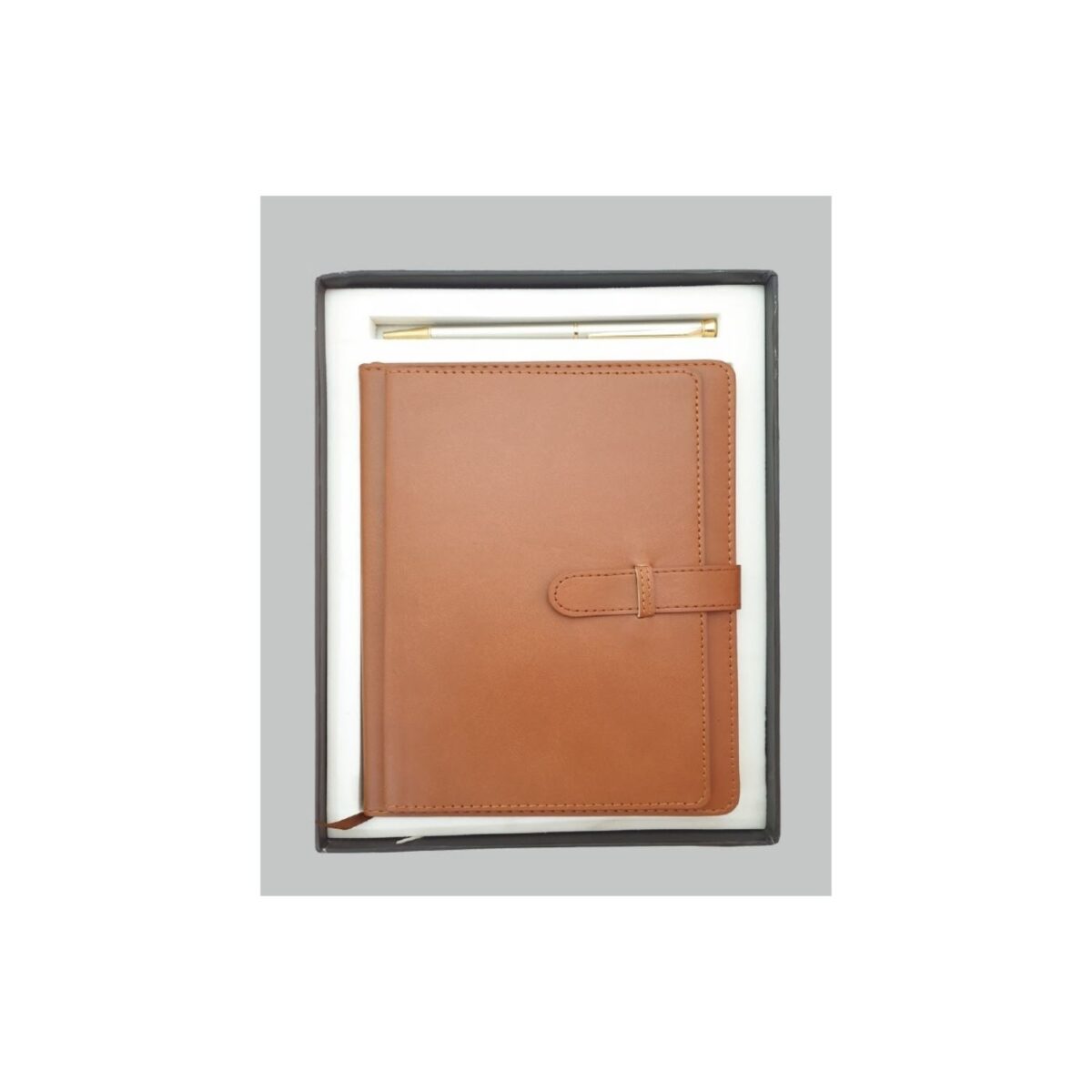 Executive Leather Diary and Pen in Black and Brown - Image 1
