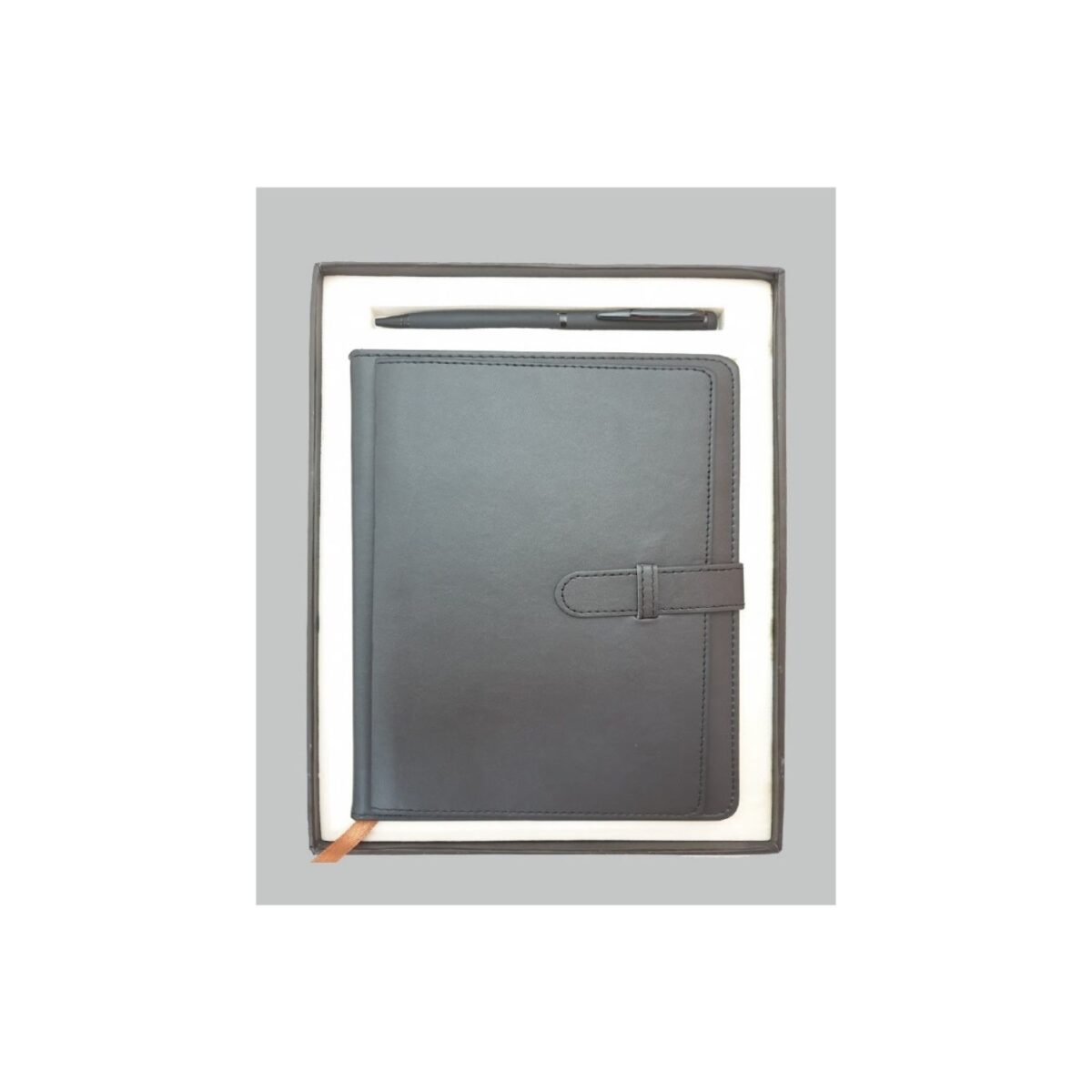 Executive Leather Diary and Pen in Black and Brown - Image 2