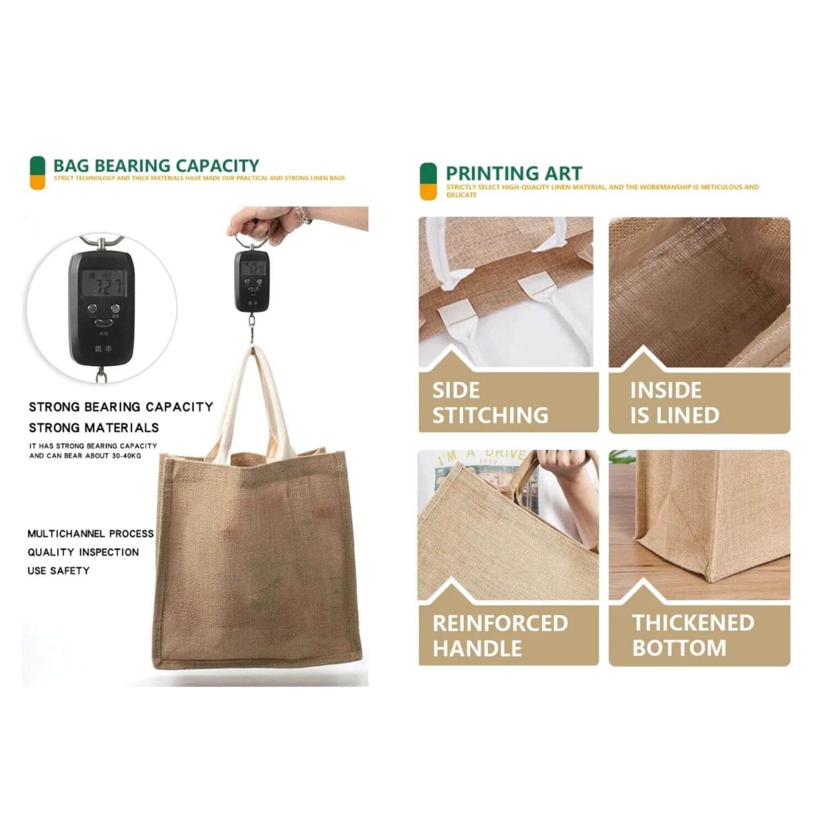 Custom Logo Eco friendly Laminated Jute Bag wholesale - Image 2