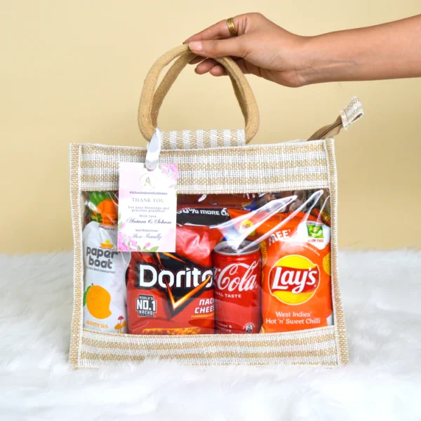 Classic Striped Jute Gift Bag